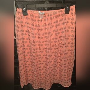 DownEast Peach Bicycle Print Maxi Skirt